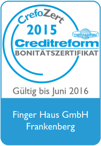 Crefozert_2015_FingerHaus-208x300 Creditreform Kassel dokumentiert außergewöhnlich gute Bonität des Unternehmens. Die FingerHaus GmbH aus Frankenberg erhält erneut Bonitätszertifikat „CrefoZert“ 