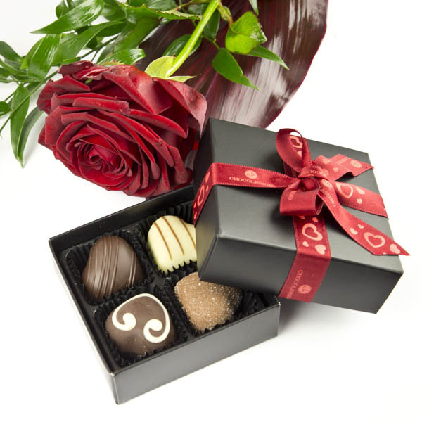Rote-Rose-Choco-Heart Süße Schokoladen-Geschenke zum Valentinstag