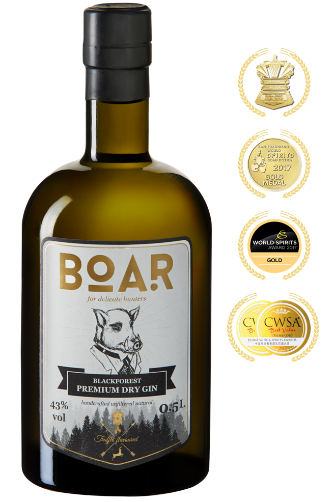 Die BOAR Distillery im Schwarzwald – Heimat von BOAR Gin und Schmiede von handcrafted Spirituosen aus dem Schwarzwald seit 1844 Boar-Gin_Flasche-o-Anh-Medaillen-2018_k Die BOAR Distillery im Schwarzwald – Heimat von BOAR Gin und Schmiede von handcrafted Spirituosen aus dem Schwarzwald seit 1844