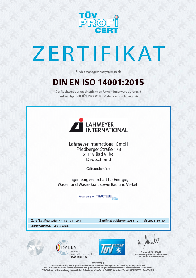 Zertifikat DIN EN ISO 14001 2015