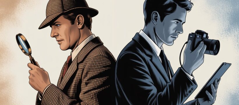 Gegenüberstellung moderner Detektiv und Sherlock Holmes; Detektei in Bremen, Detektiv in Bremen, Privatdetektiv in Bremen, Privatdetektei in Bremen