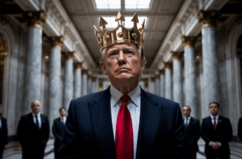 König Trump mit Krone (KI-erzeugt); Detektei aus Wuppertal, Detektiv aus Wuppertal, Privatdetektiv aus Wuppertal, Privatermittler aus Wuppertal