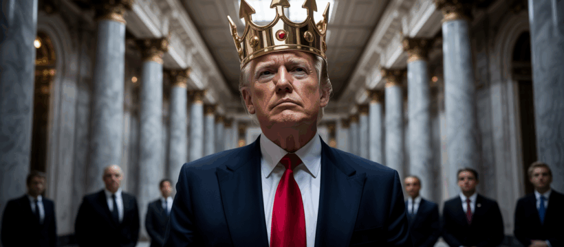 König Trump mit Krone (KI-erzeugt); Detektei aus Wuppertal, Detektiv aus Wuppertal, Privatdetektiv aus Wuppertal, Privatermittler aus Wuppertal