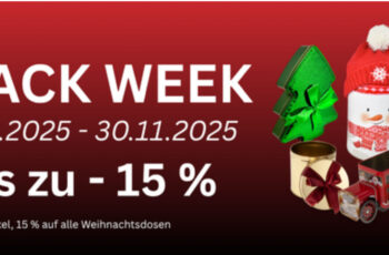 Auch dieses Jahr haut ADV PAX zur Black Week wieder Dosen raus. 10% auf das gesamte Sortiment, 15% auf alle Weihnachtsdosen!