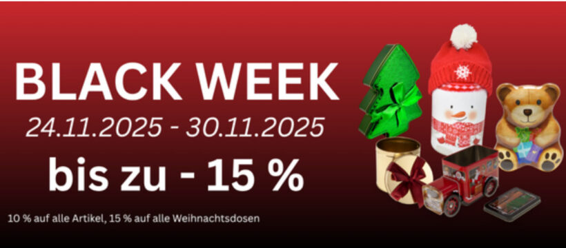 Auch dieses Jahr haut ADV PAX zur Black Week wieder Dosen raus. 10% auf das gesamte Sortiment, 15% auf alle Weihnachtsdosen!