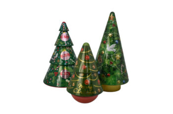 Dekorative Tannenbaum-Dosen, teils mit integrierter Spieluhr und Christbaumschmuck - Die Dosenprofis aus Dettingen stellen ihre neuen Weihnachtsdosen vor